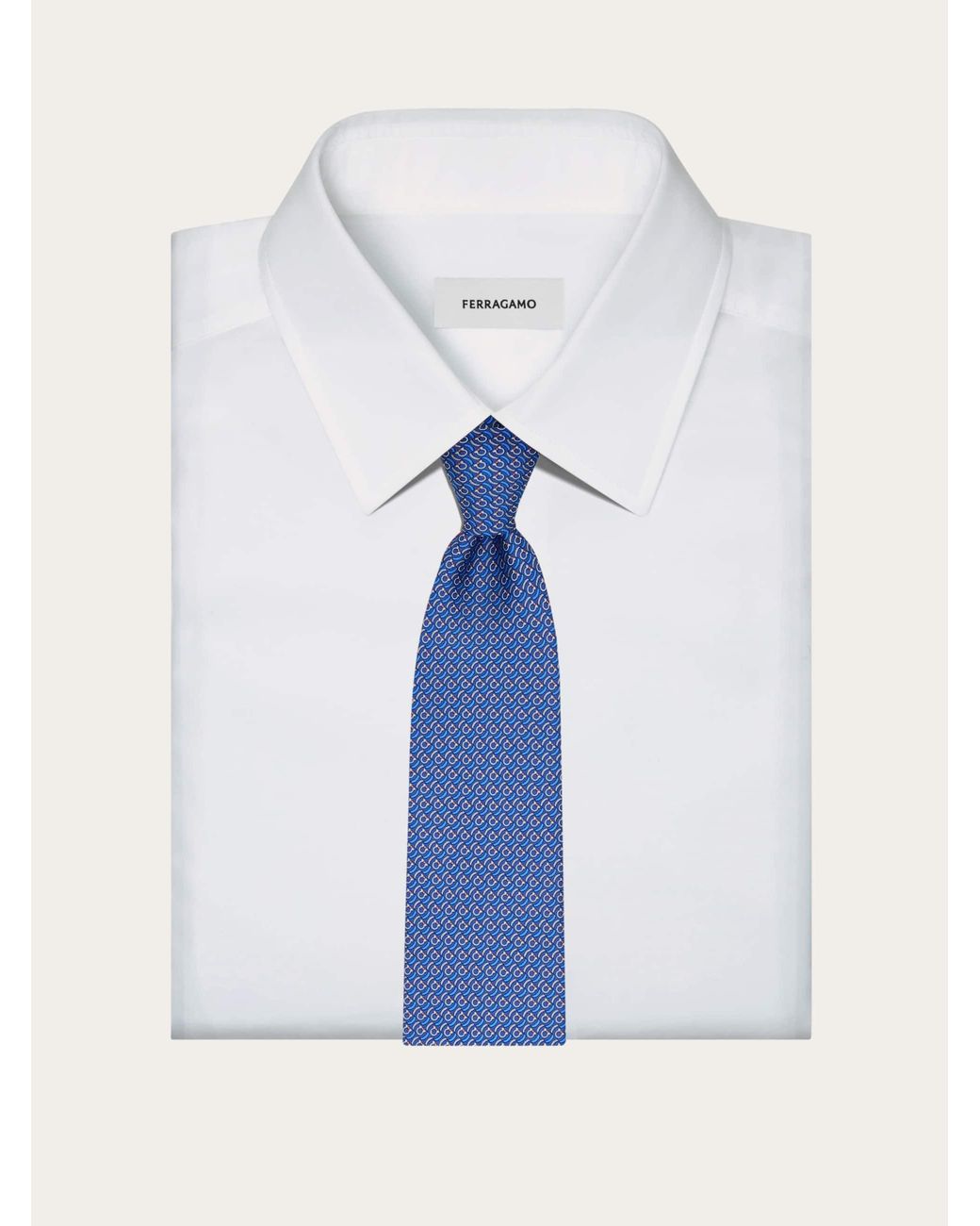 Ferragamo Blue Brackets Print Silk Tie for men