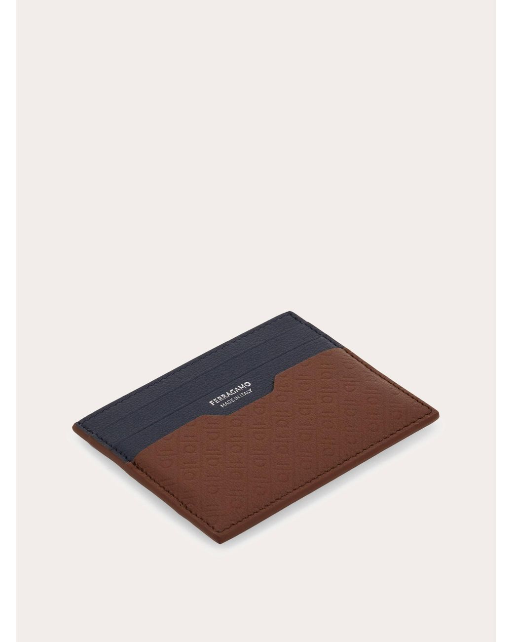 Ferragamo Blue Monogram Credit Card Holder for men
