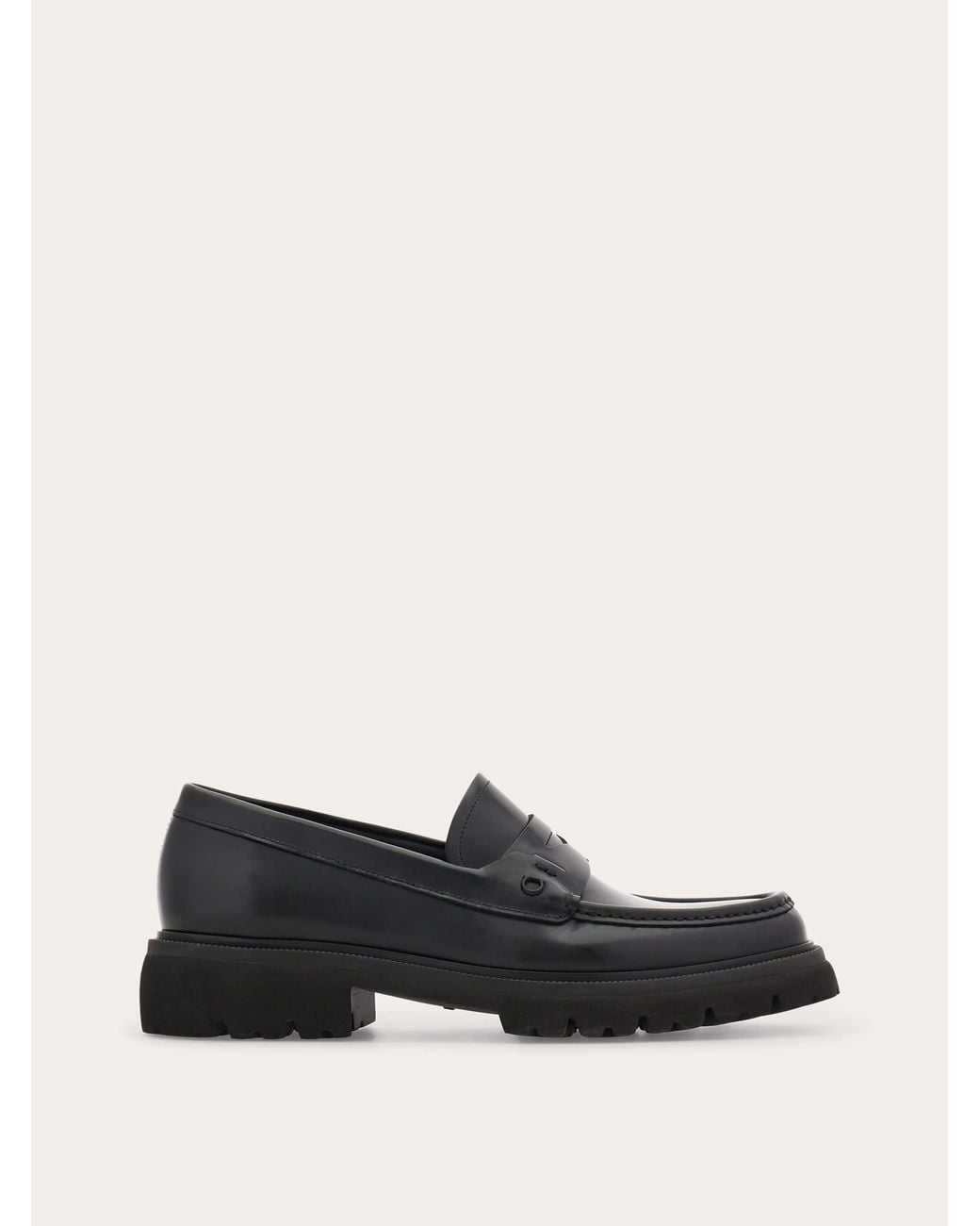 Ferragamo White Penny Loafer With Chunky Tread for men