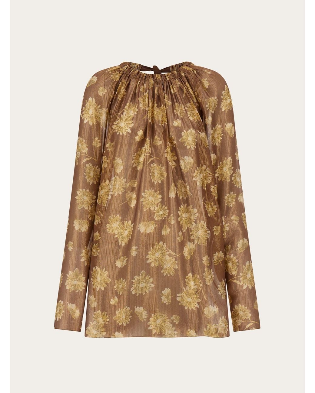 Ferragamo Natural Silk Lamé Blouse