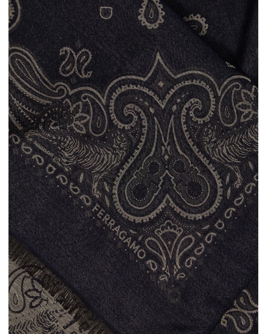Ferragamo Blue Arabesque Print Stole for men