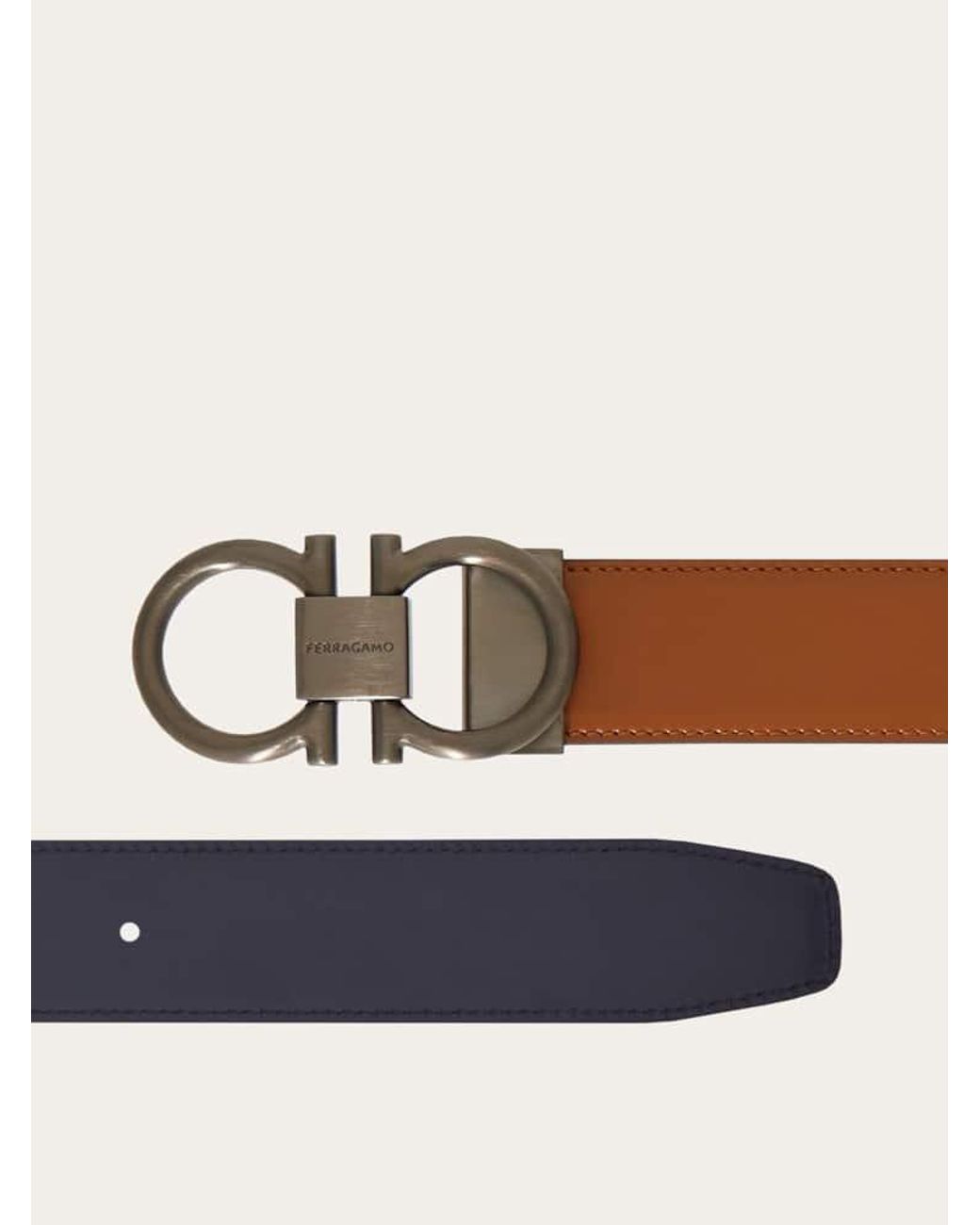 Ferragamo Brown Reversible And Adjustable Gancini Belt for men