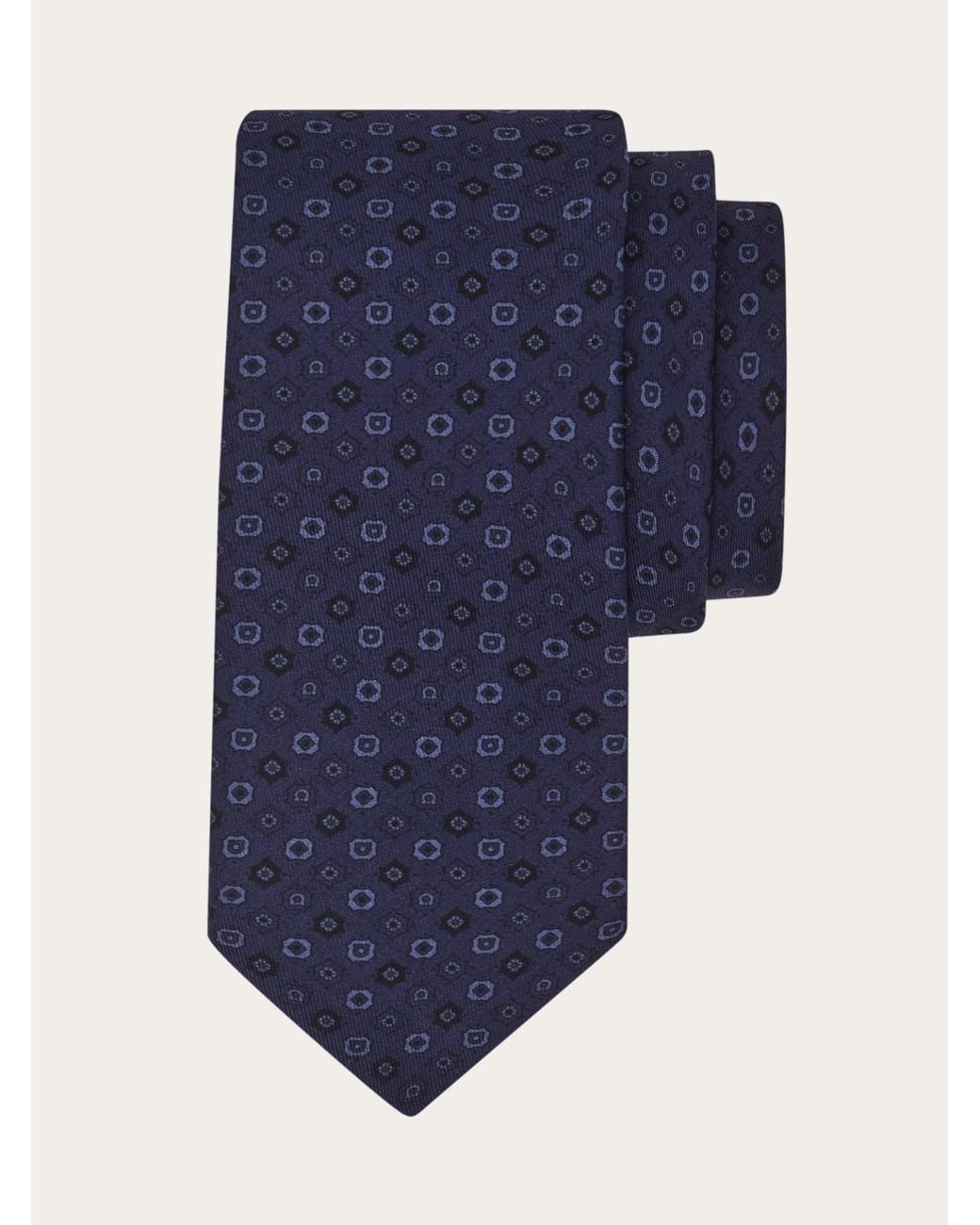 Ferragamo Blue Micro Pattern Silk Tie for men