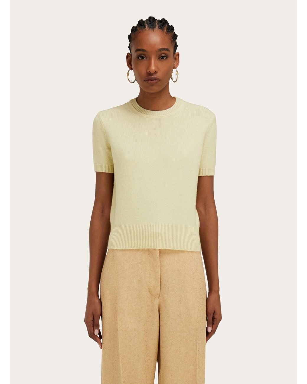 Ferragamo Natural Cashmere Knitted Top