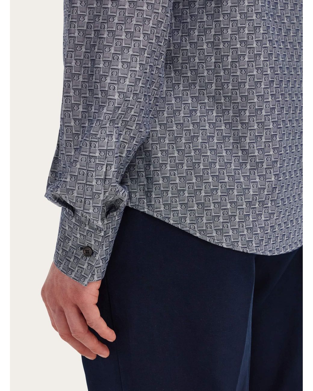 Uomo Camicia Monogram di Ferragamo in Blue da Uomo