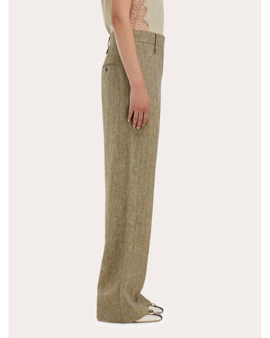 Ferragamo Natural Linen Tailored Trouser