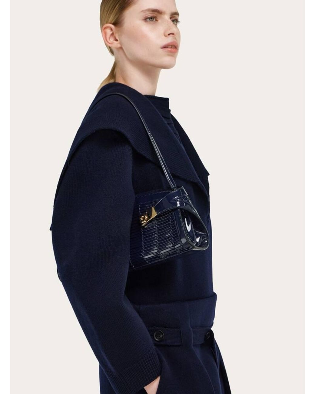 Ferragamo Blue East-West Hug Shoulder Bag