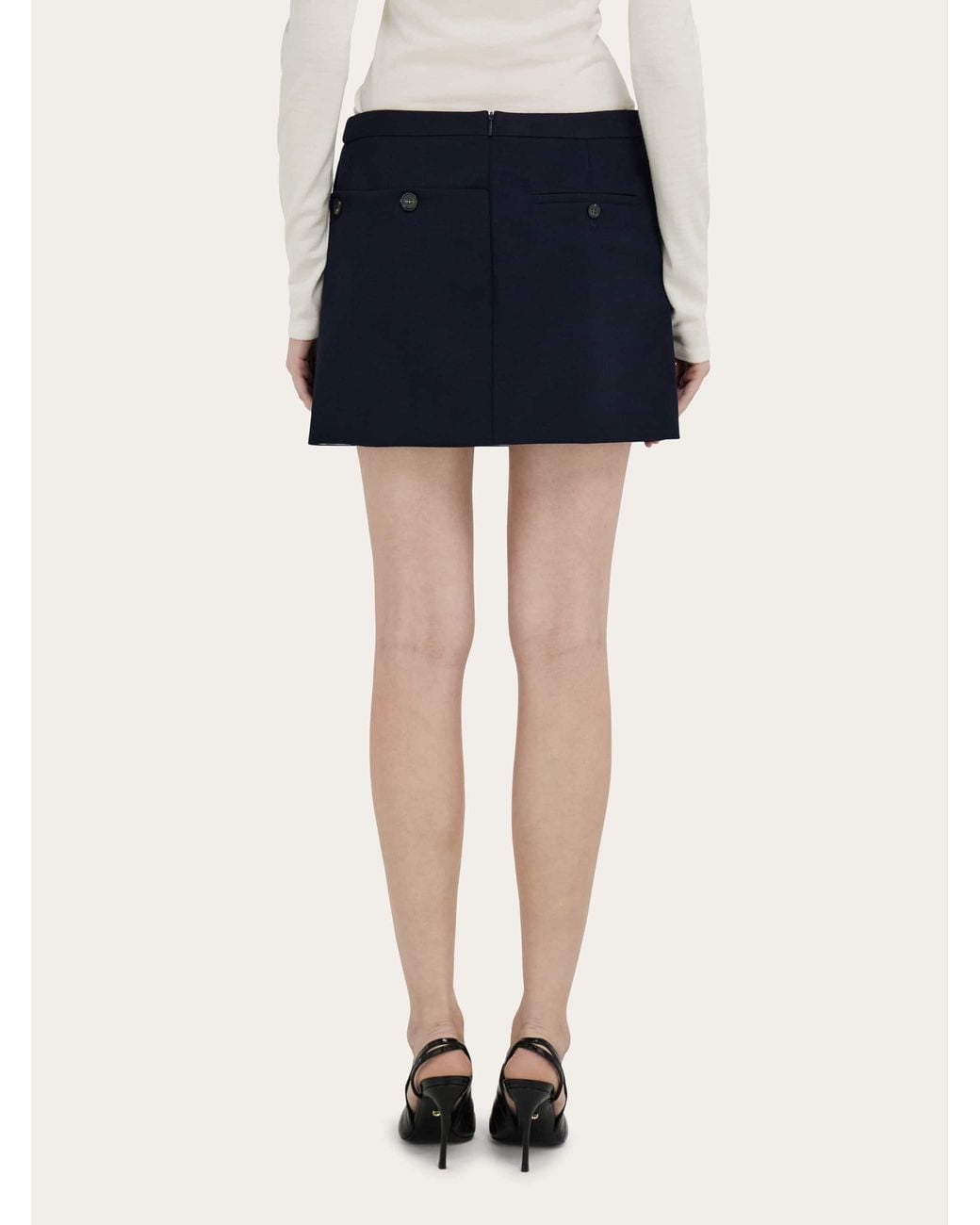 Ferragamo Blue Tailored Mini Skirt With Button Detail