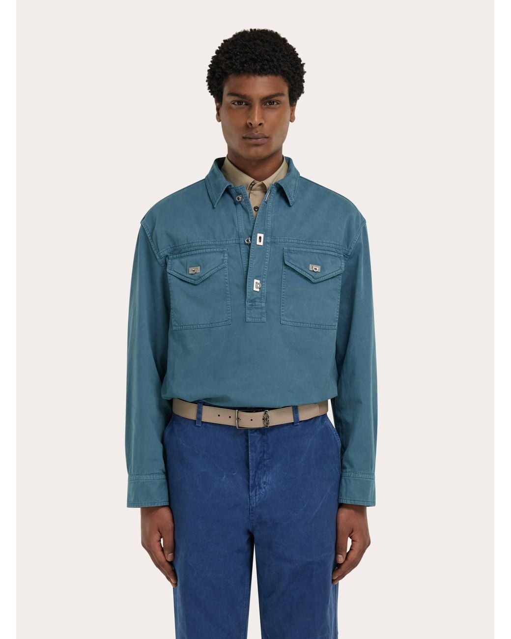 Ferragamo Blue Workwear Shirt for men