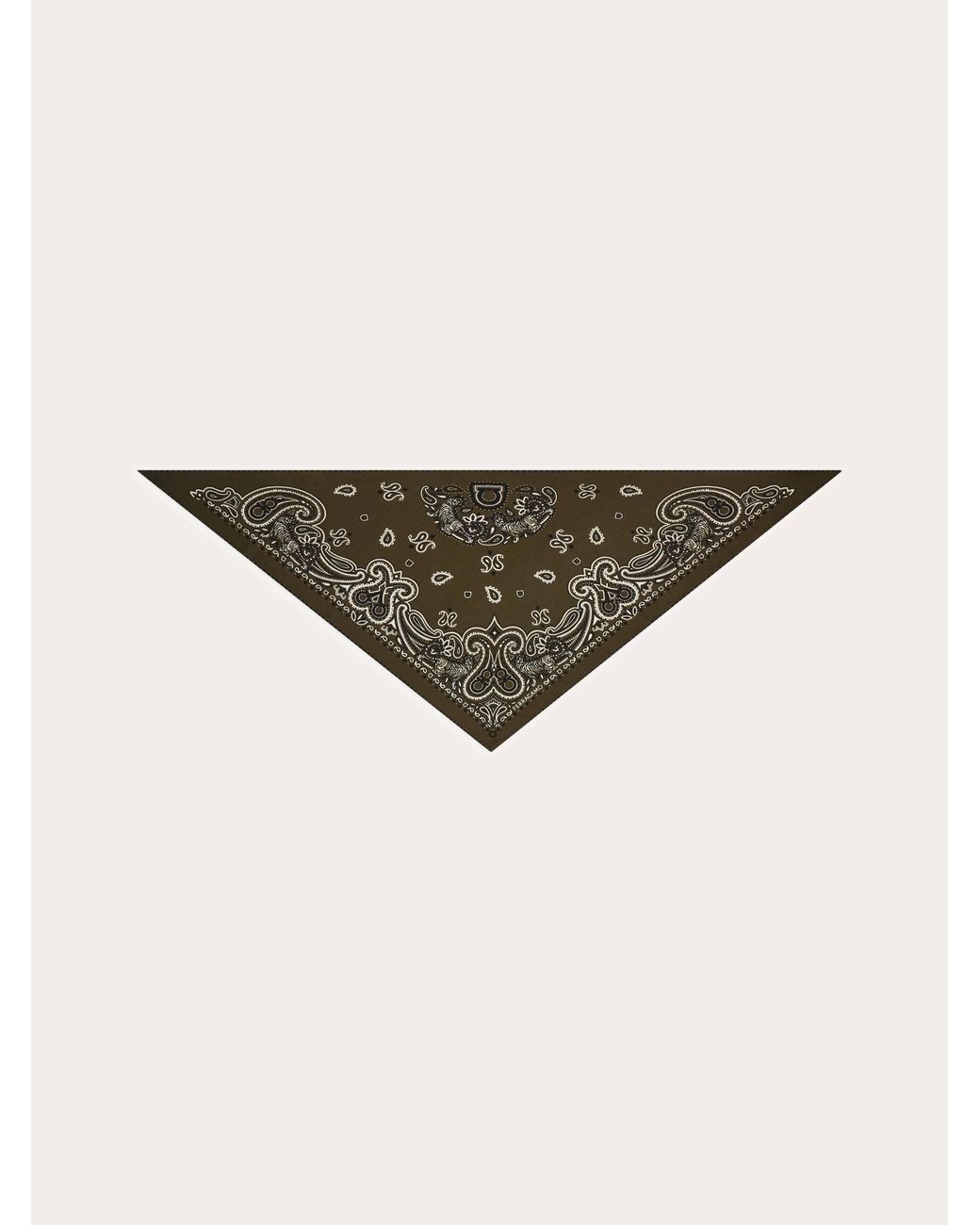 Ferragamo Natural Arabesque Print Triangle Scarf for men
