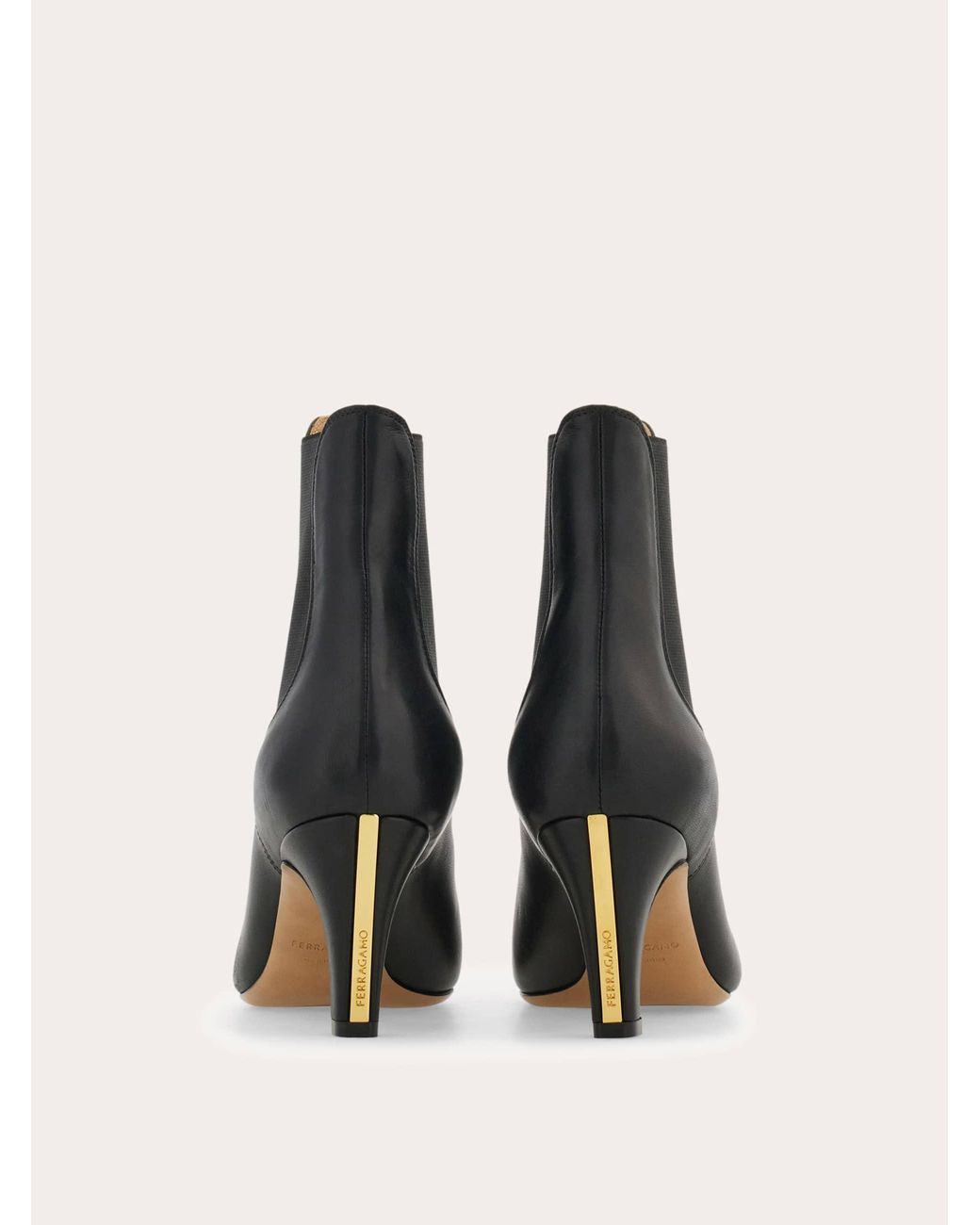 Ferragamo Black Mid Heel Chelsea Boots