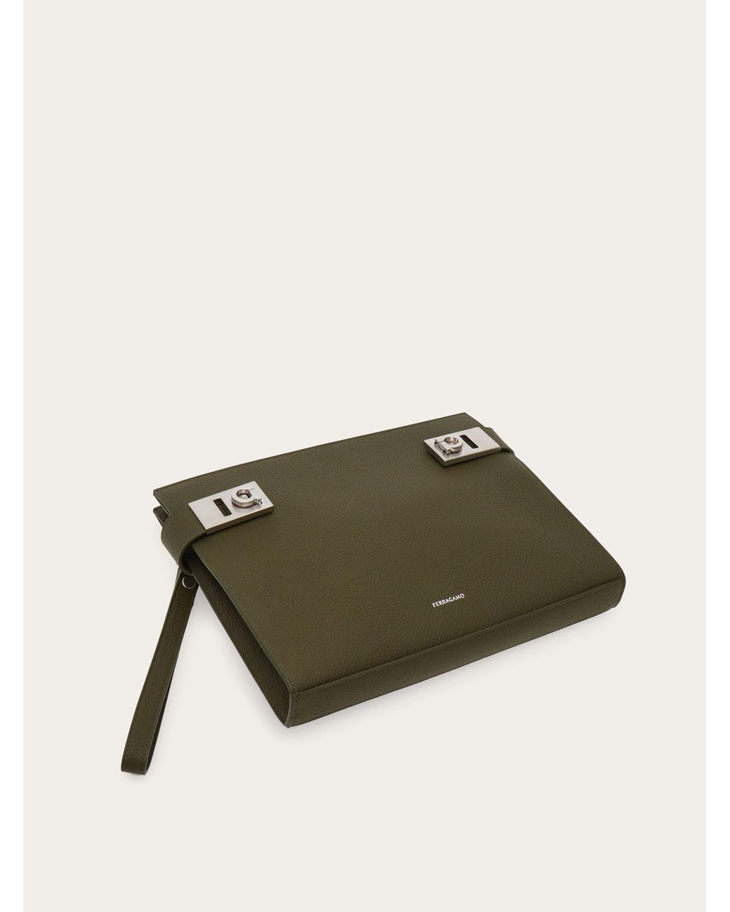 Ferragamo Green Hug Buckle Pouch for men
