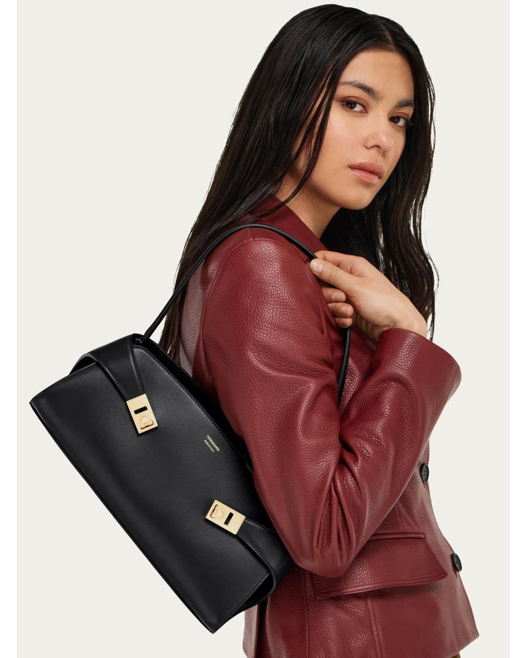 Ferragamo Black Hug East-West Shoulder Bag