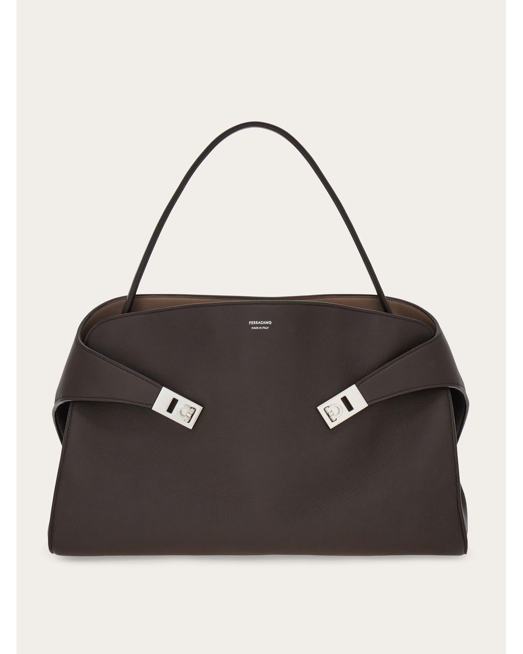Ferragamo Black Hug Soft Bicolor Shoulder Bag (L)