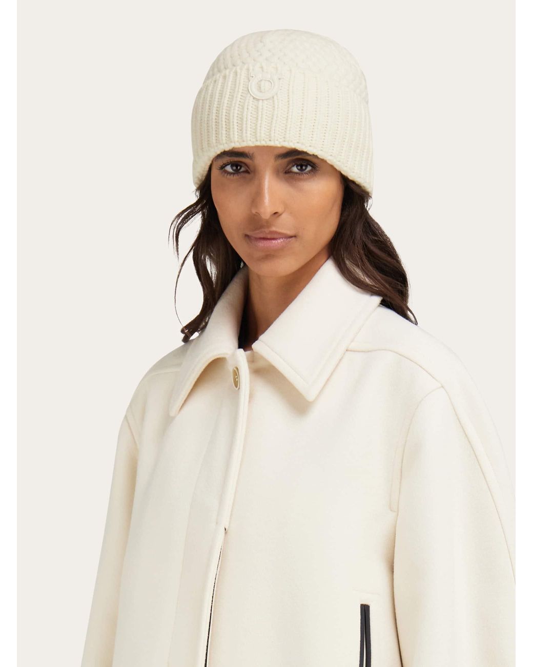 Ferragamo Natural Basket-Knit Beanie