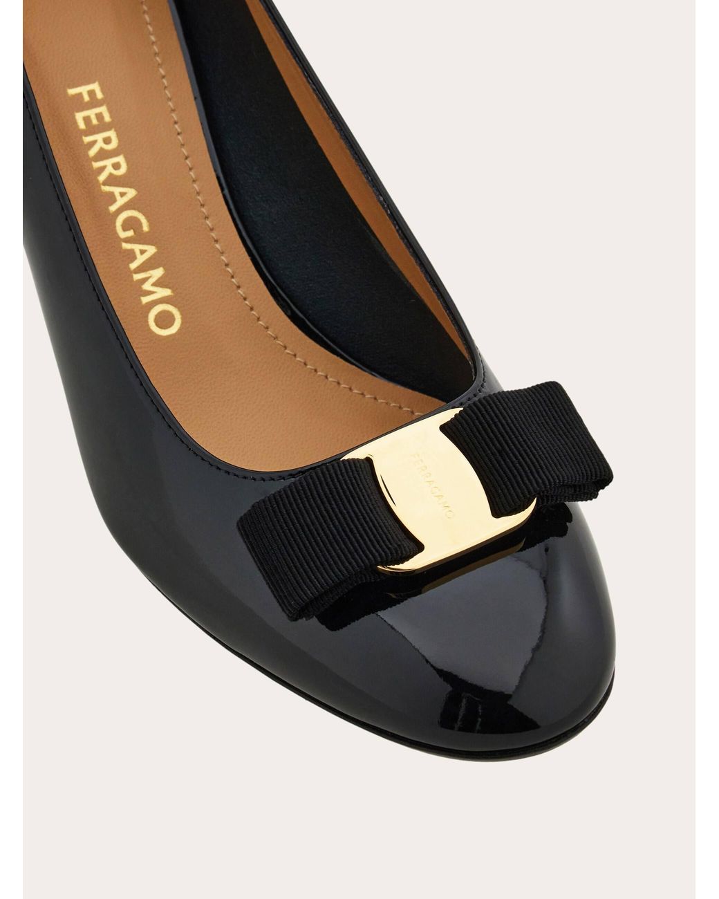 Ferragamo Black Vara Bow Block Heel Pump .5