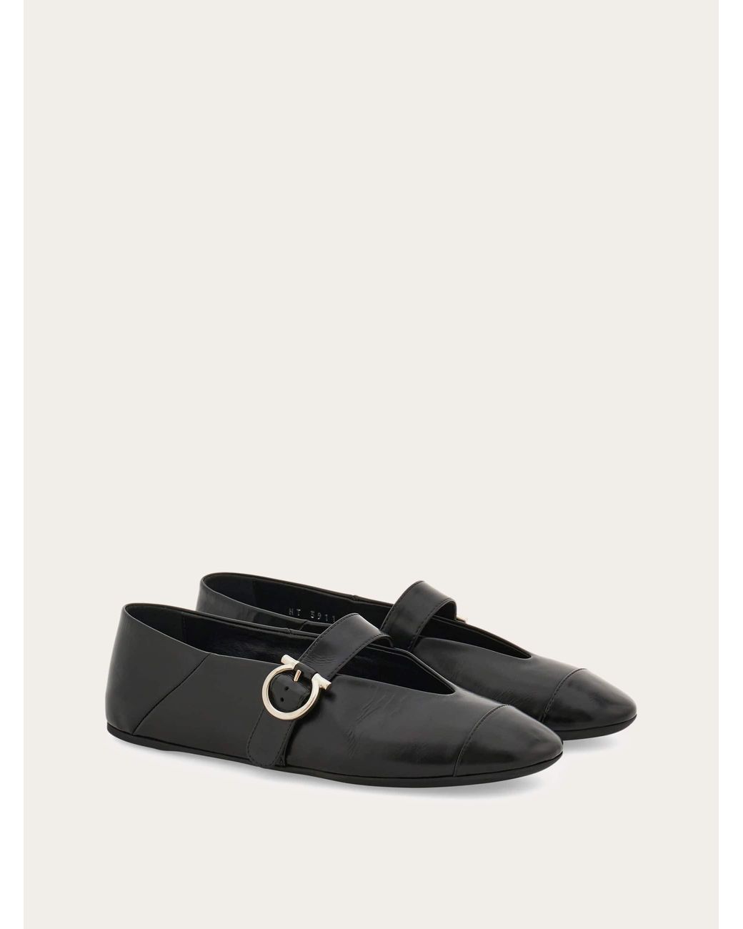 Ferragamo White Gancini Buckle Ballet Flat