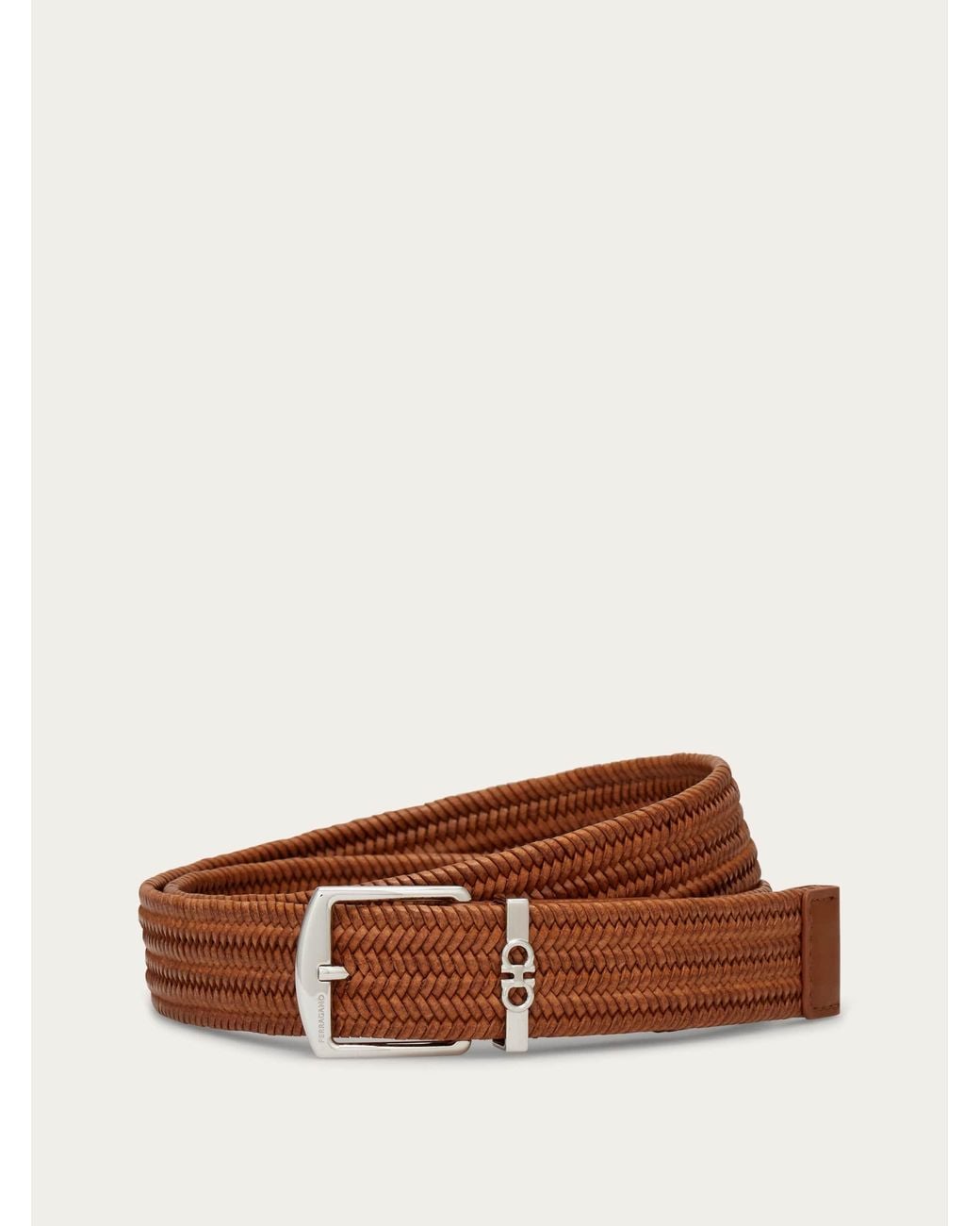 Ferragamo Brown Woven Belt for men