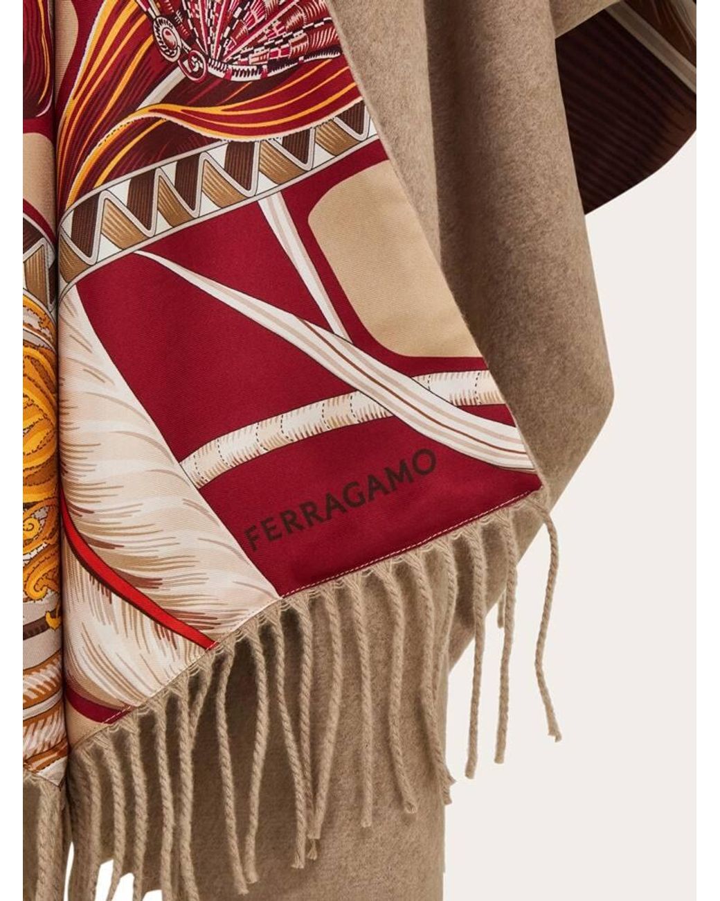 Ferragamo Natural Cashmere And Silk Reversible Cape