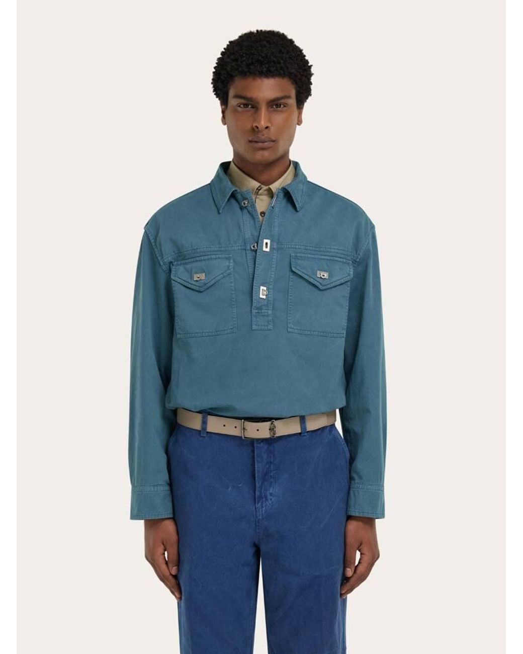Ferragamo Blue Workwear Shirt for men