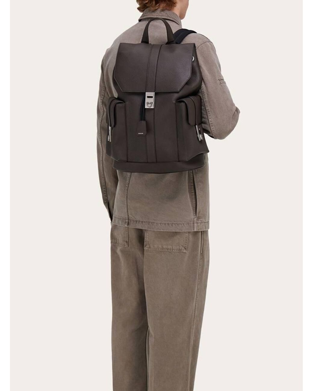 Ferragamo Black Utility Backpack With Hug Buckle for men