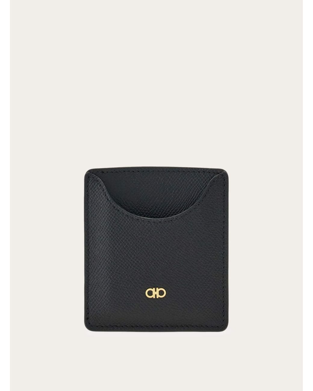 Ferragamo Black Micro Gancini Business Card Holder for men