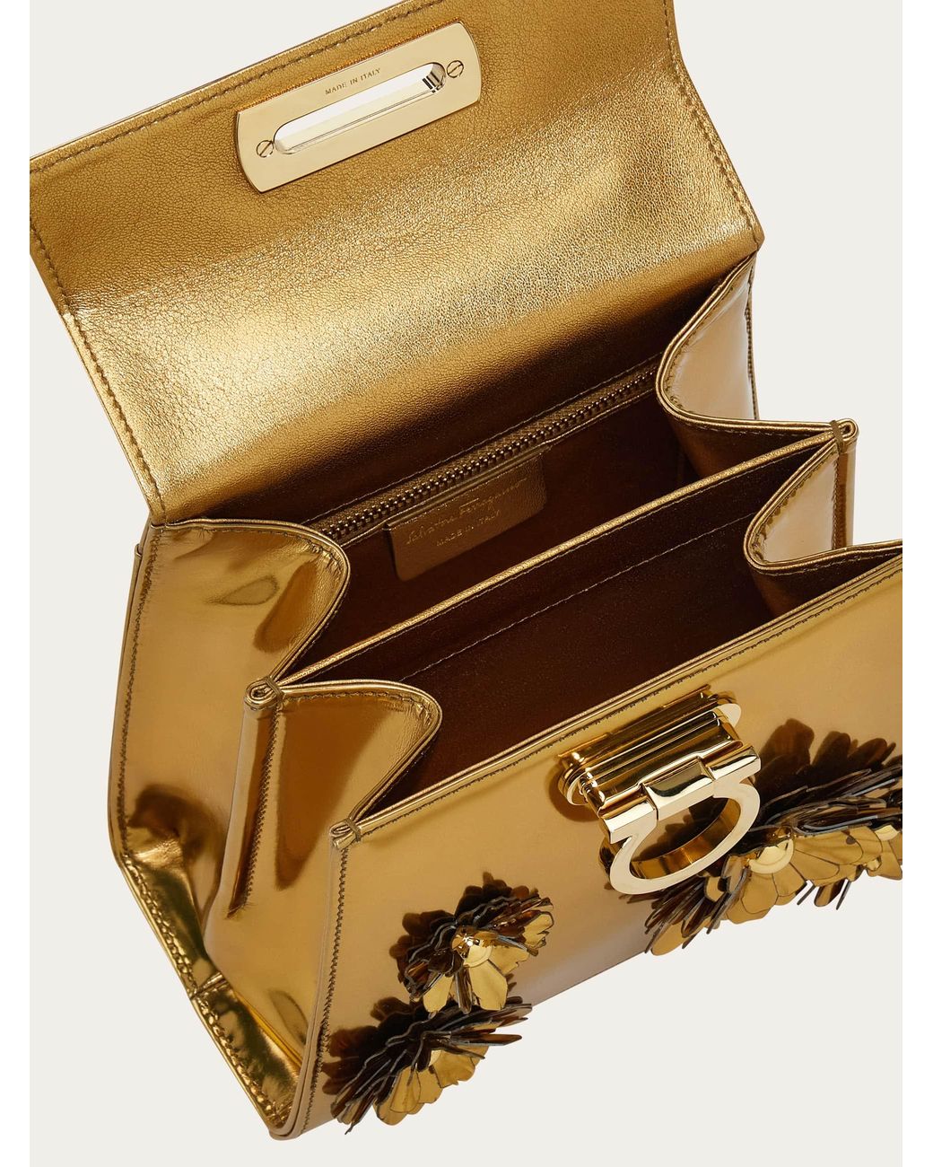 Ferragamo Metallic Iconic Top Handle (S)