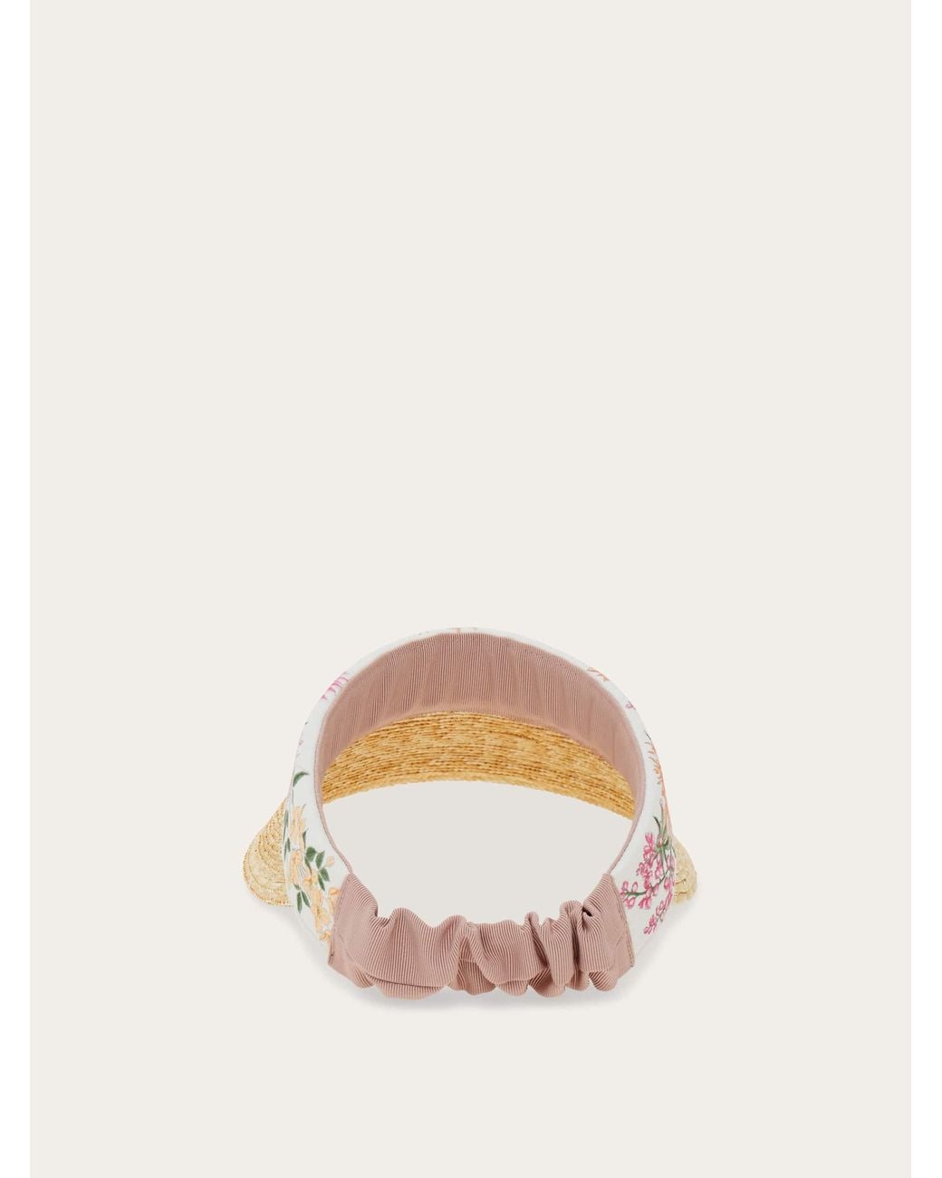 Ferragamo Natural Spring Print Straw Visor