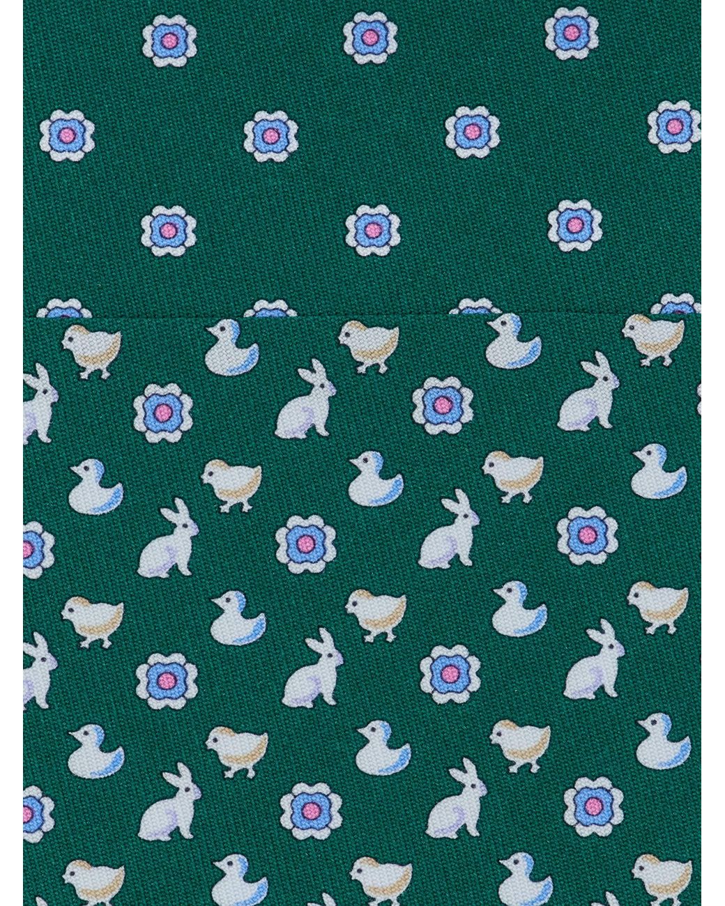 Ferragamo Green Charms Print Silk Tie for men