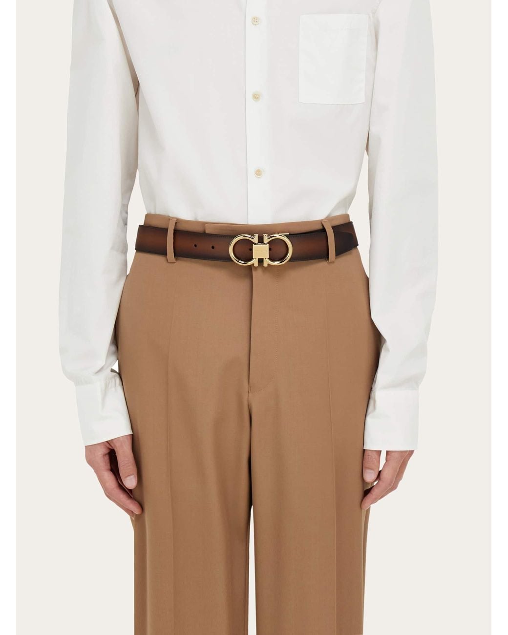 Ferragamo White Reversible And Adjustable Gancini Belt for men