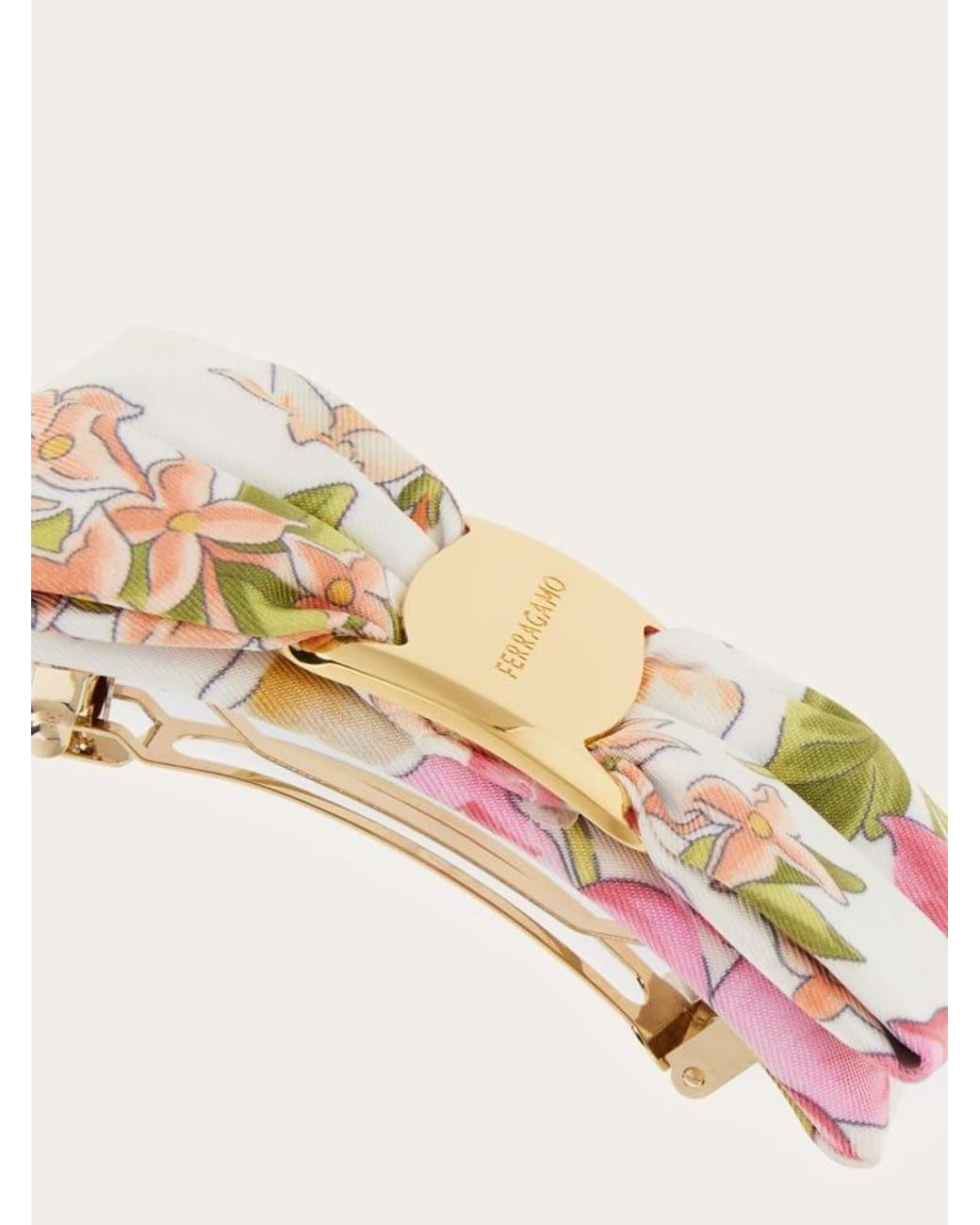 Ferragamo Natural Spring Print Vara Bow Hair Clip