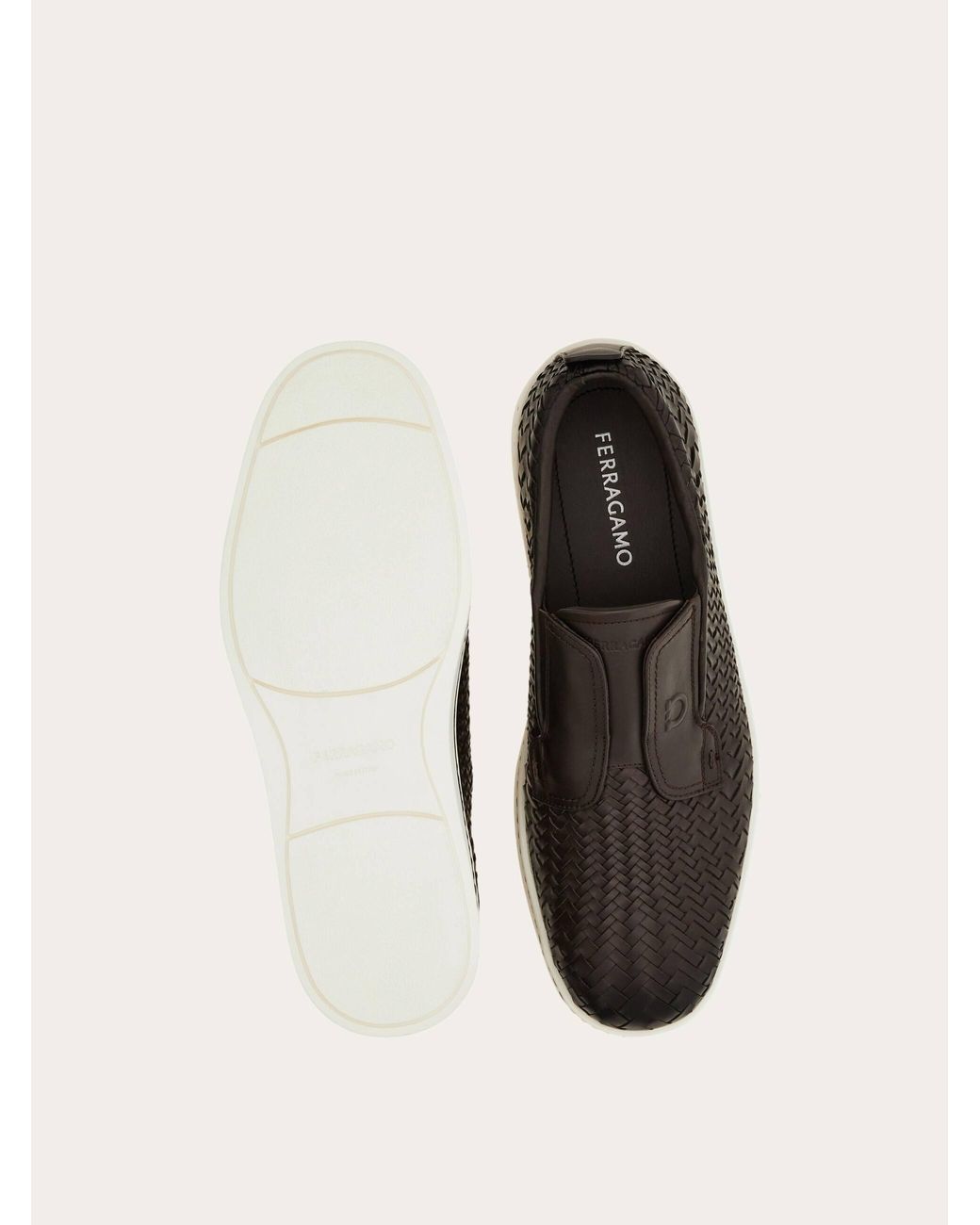 Ferragamo White Derby Slip-On for men