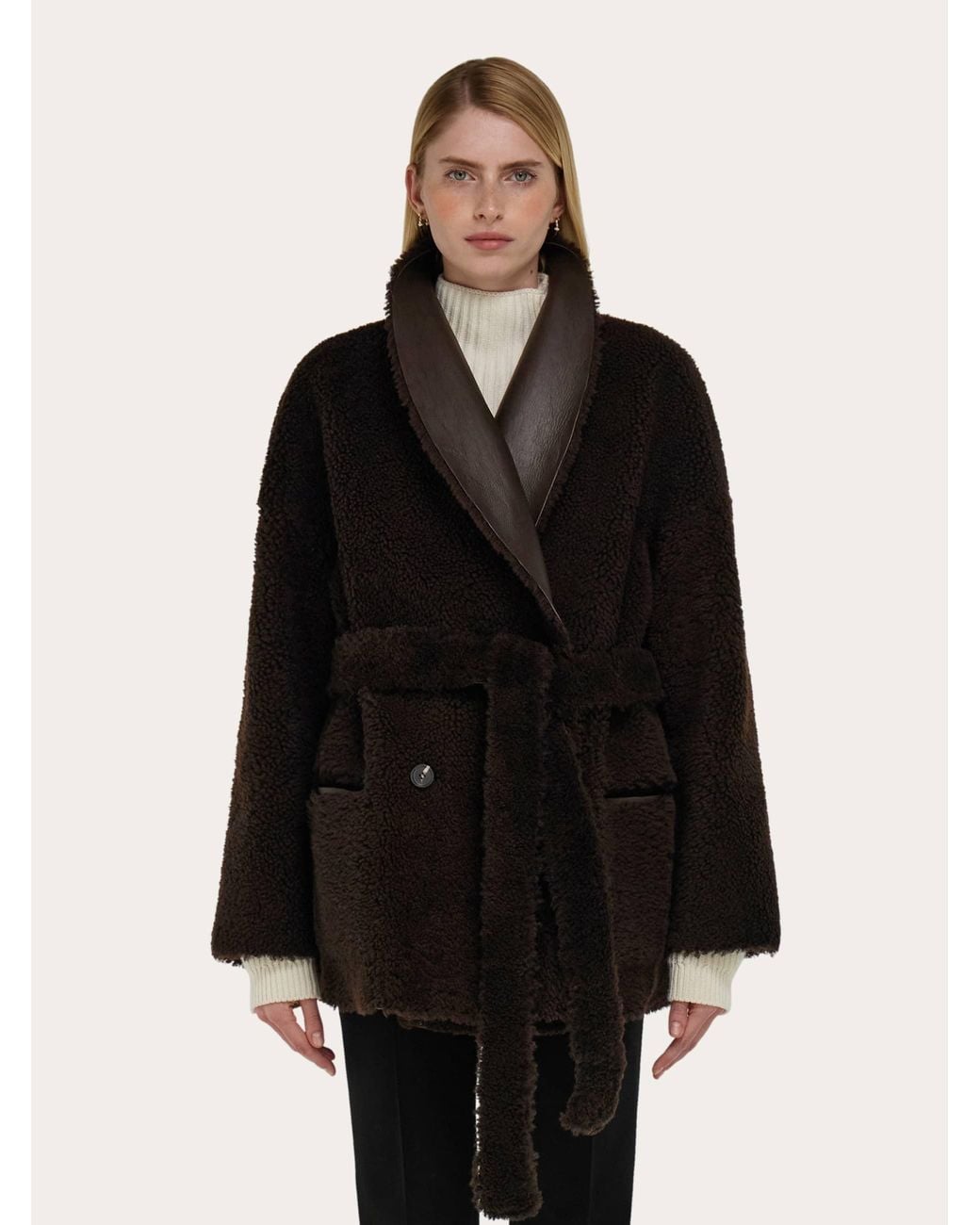 Ferragamo Black Reversible Shearling Jacket