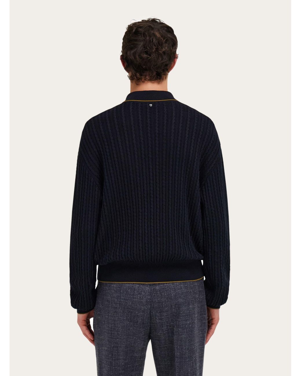 Ferragamo Blue Cotton And Silk Cardigan for men