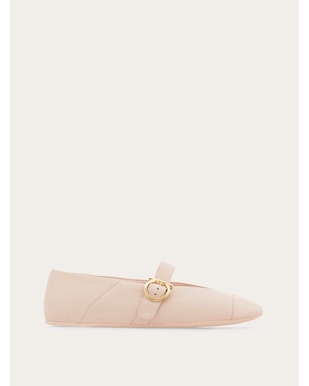 Ferragamo Natural Gancini Buckle Ballet Flat .5