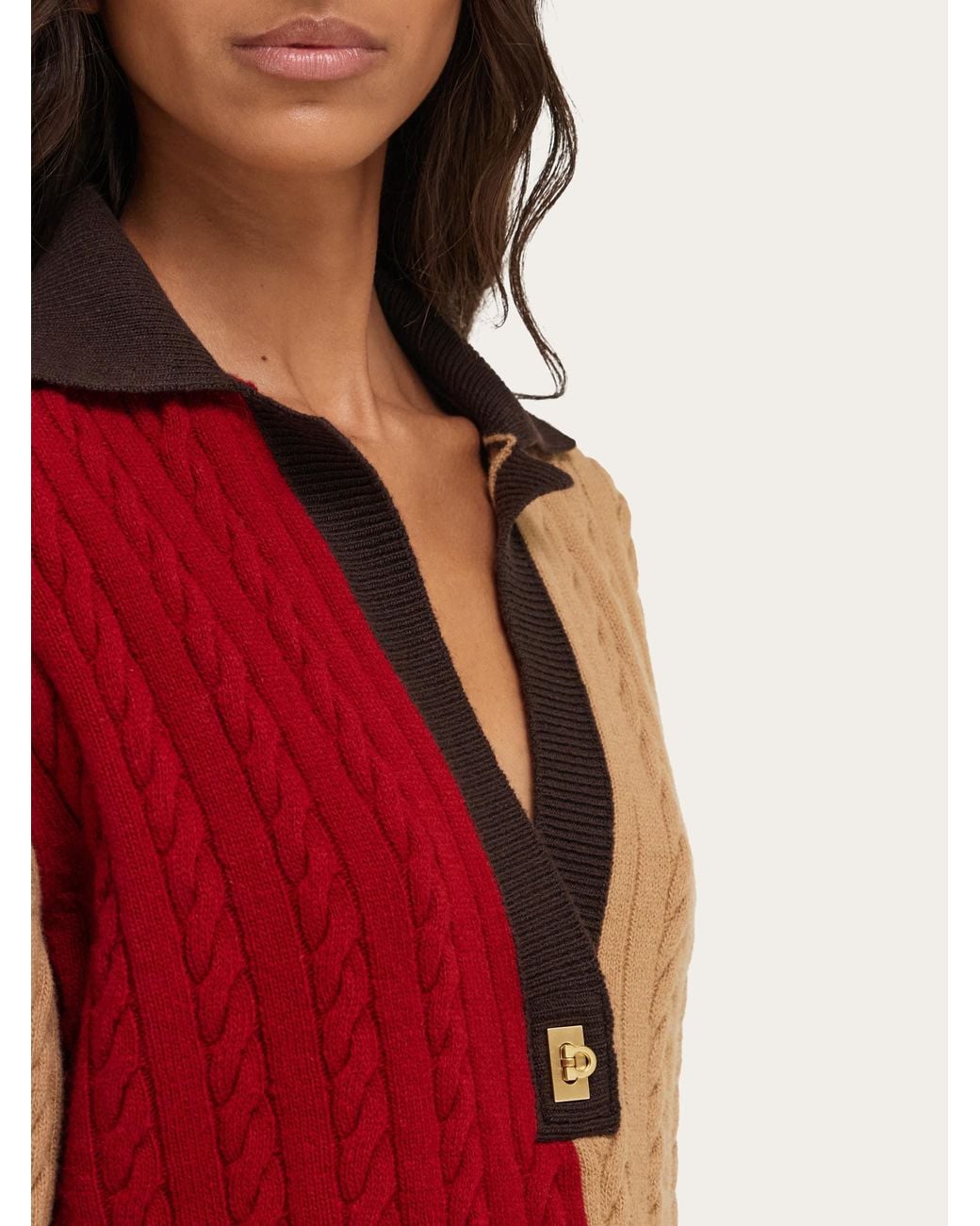 Ferragamo Red Cable Knit Sweater