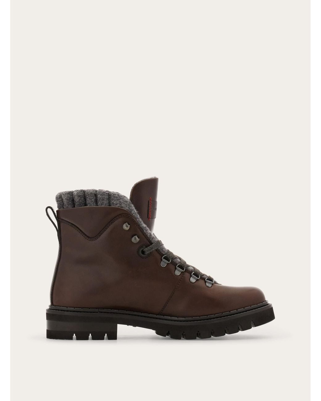 Ferragamo Brown Wool Lined Utility Boot for men
