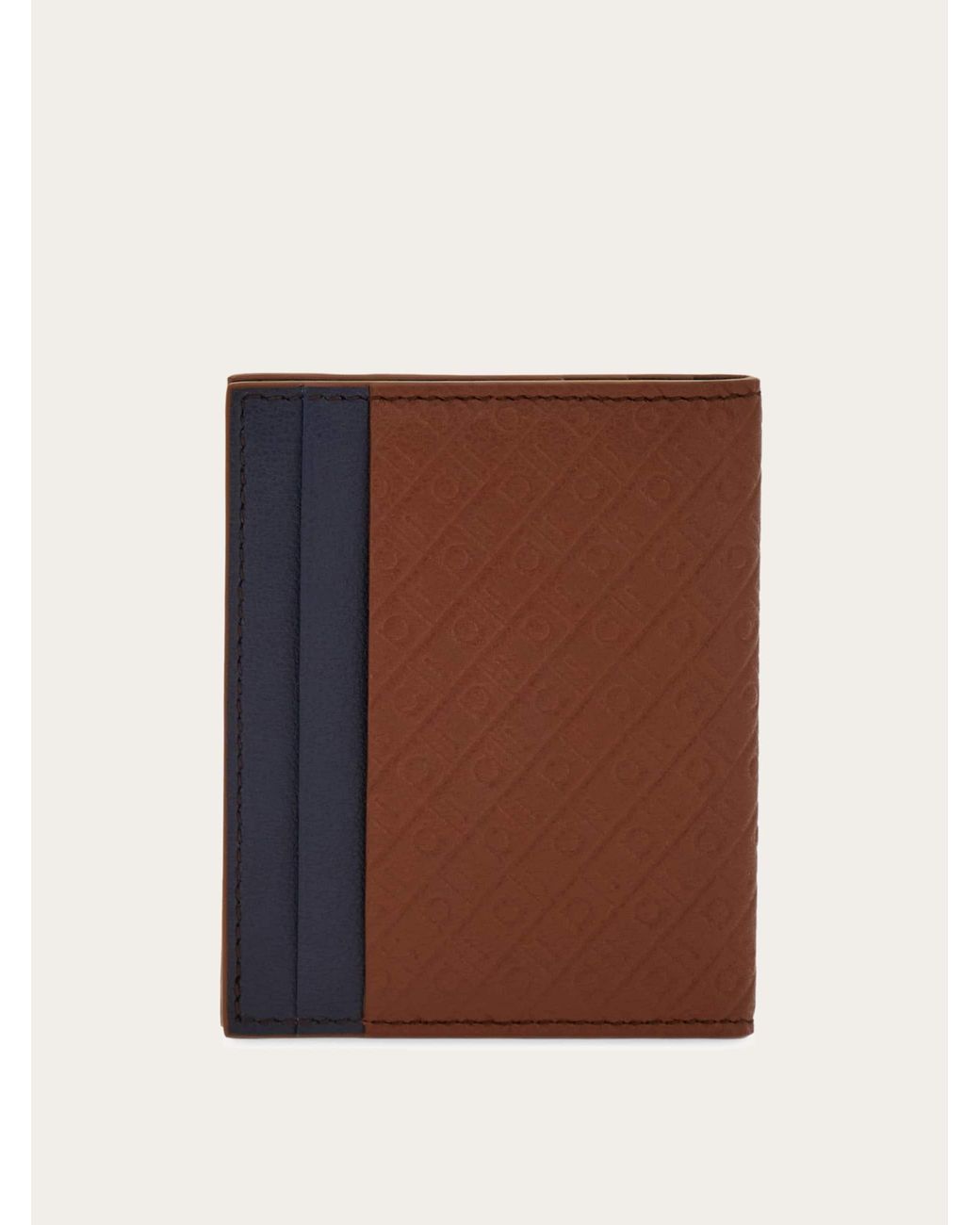 Ferragamo Brown Monogram Credit Card Holder for men