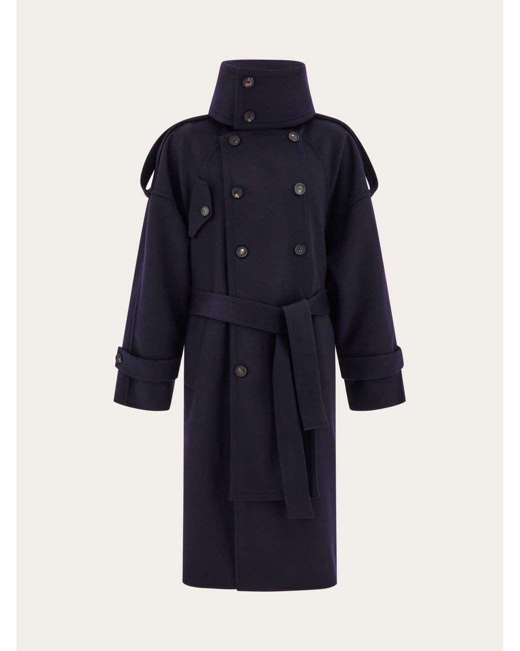 Ferragamo Blue Oversize Wool And Cashmere Coat for men