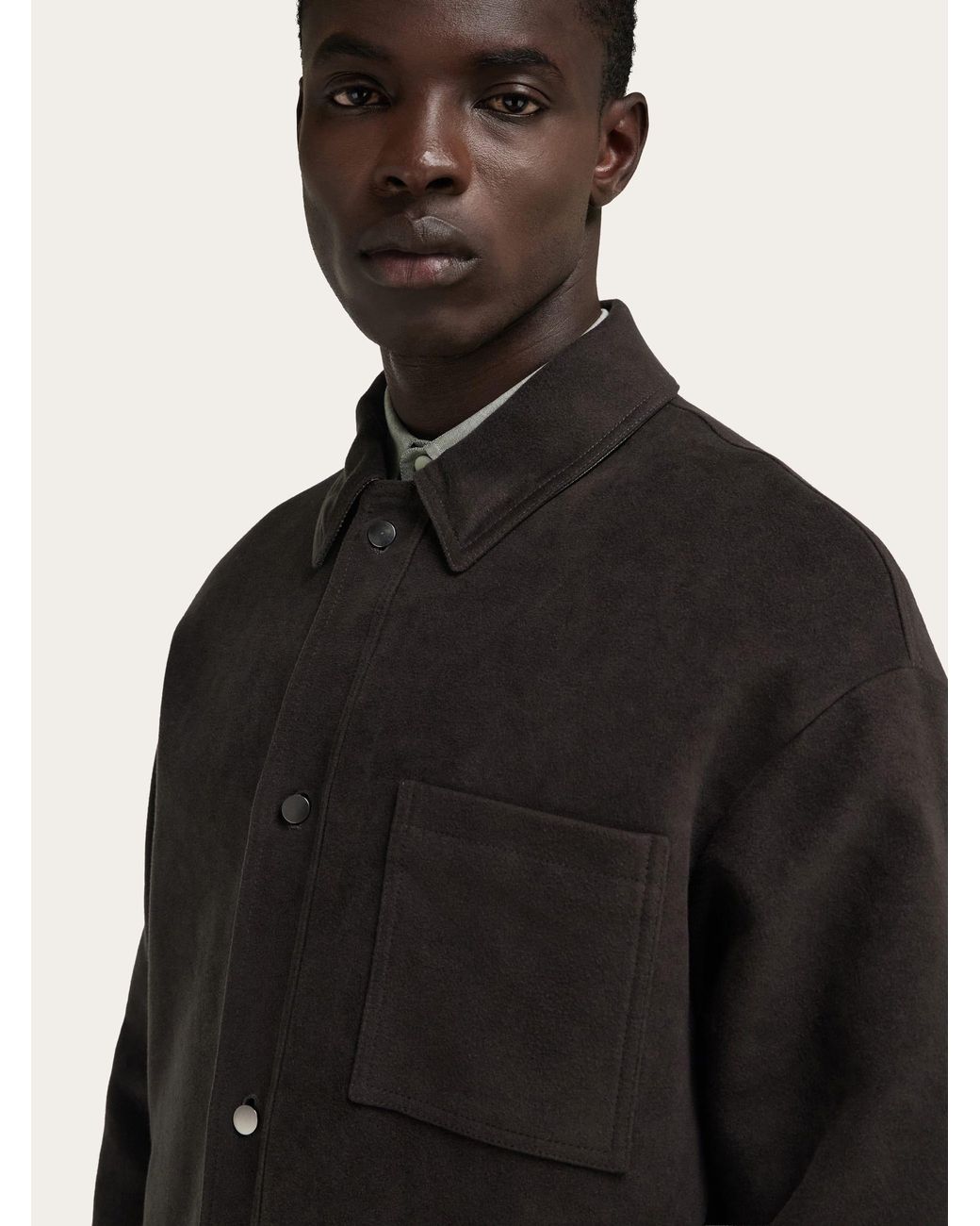 Ferragamo Black Moleskin Overshirt for men