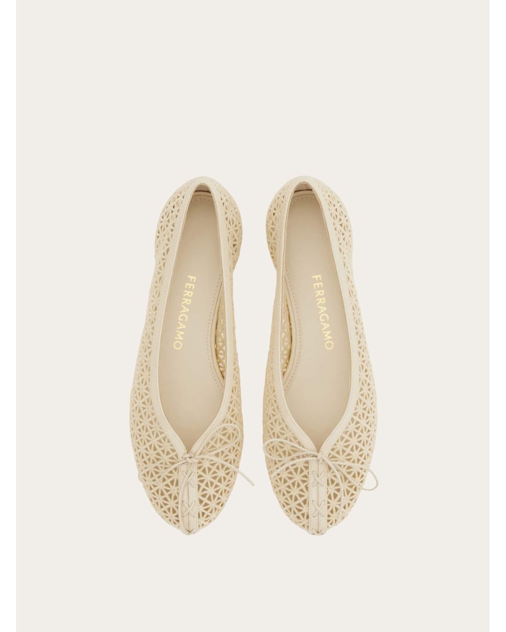 Ferragamo Natural Macramé Lace Ballet Flat