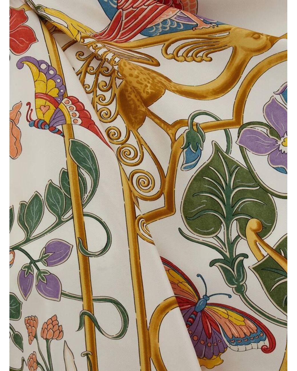 Ferragamo Metallic Liberty Print Silk Scarf