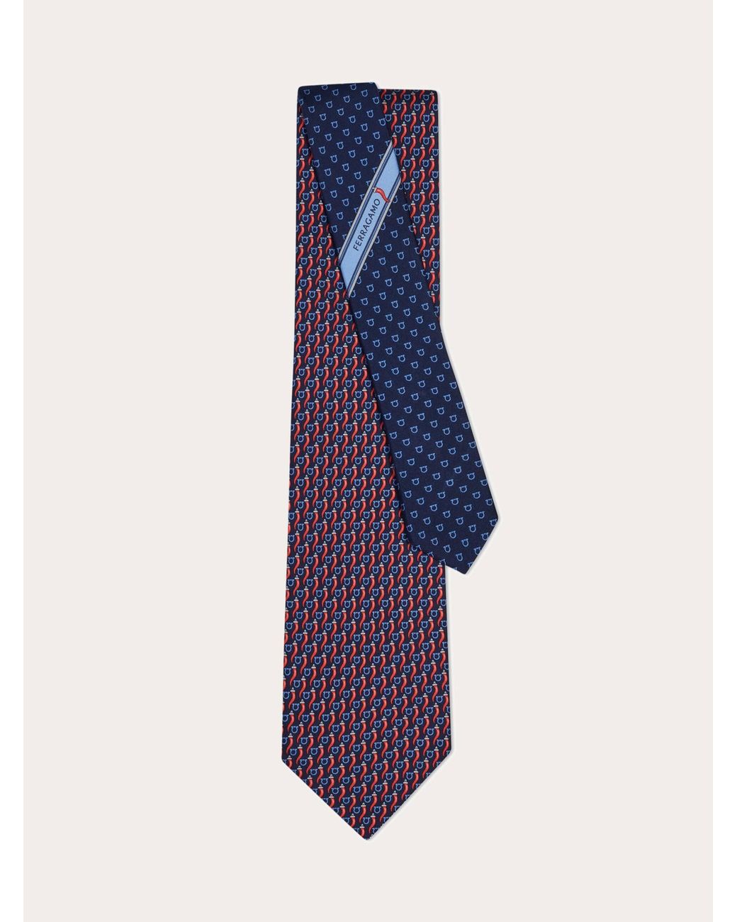 Ferragamo Purple Good Luck Print Silk Tie for men