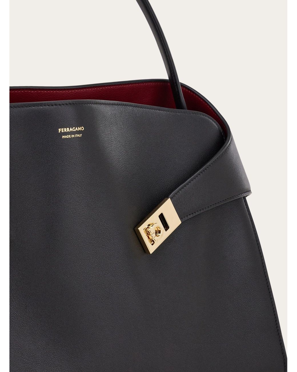 Ferragamo Black Hug Soft Bicolor Shoulder Bag (L)