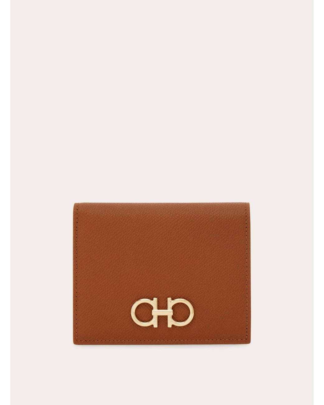 Ferragamo Brown Gancini Compact Wallet