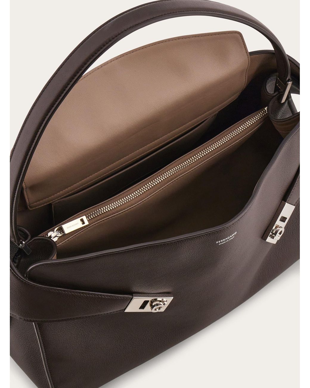 Ferragamo Black Hug Soft Bicolor Shoulder Bag (L)