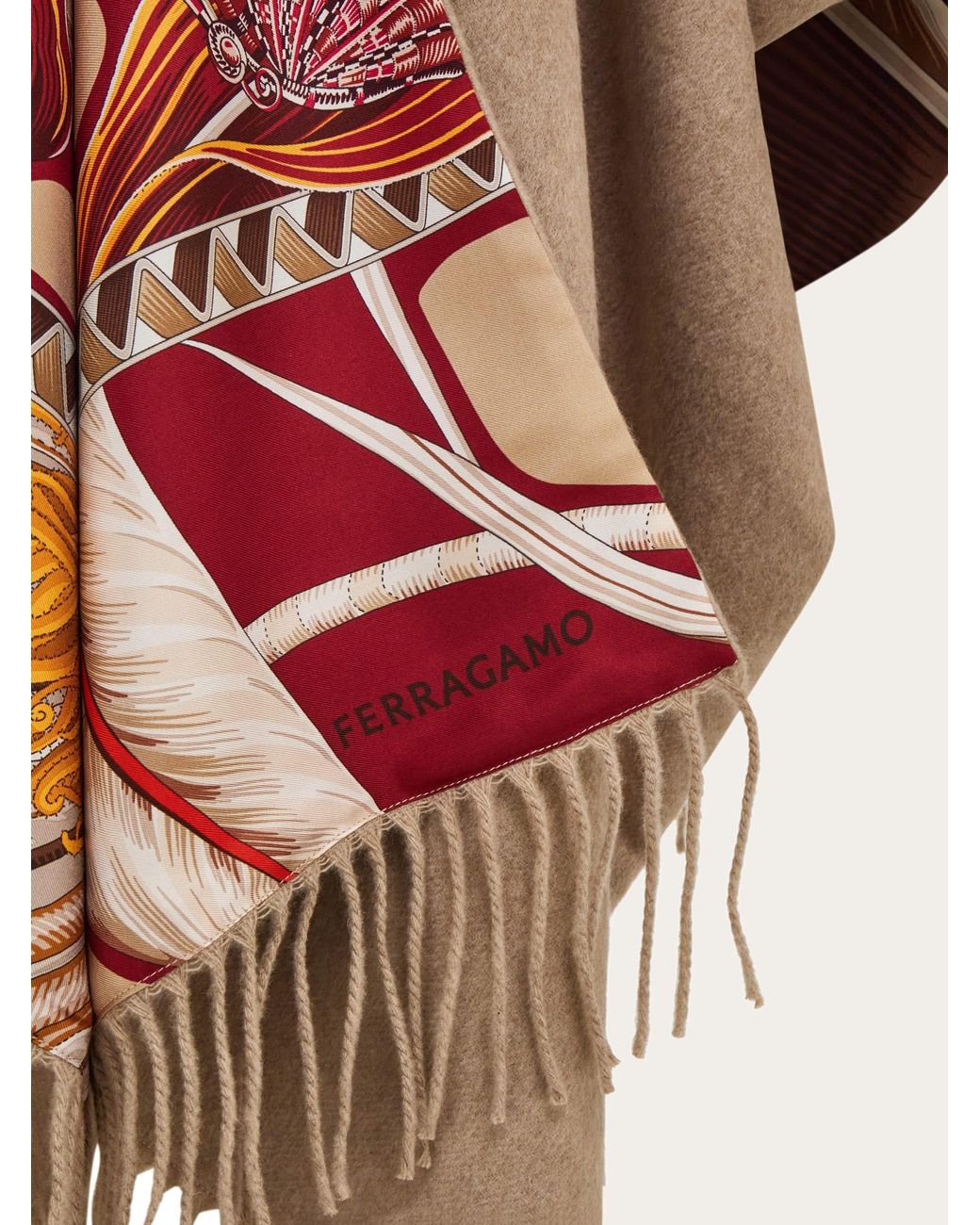 Ferragamo Natural Cashmere And Silk Reversible Cape