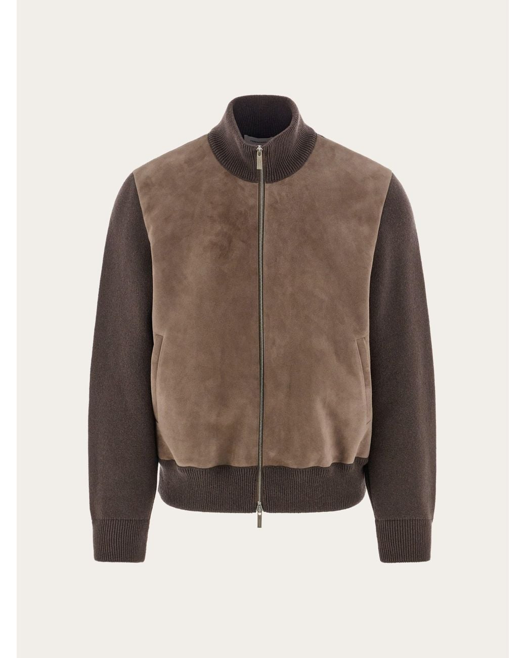 Ferragamo Brown Blouson With Leather Inserts for men