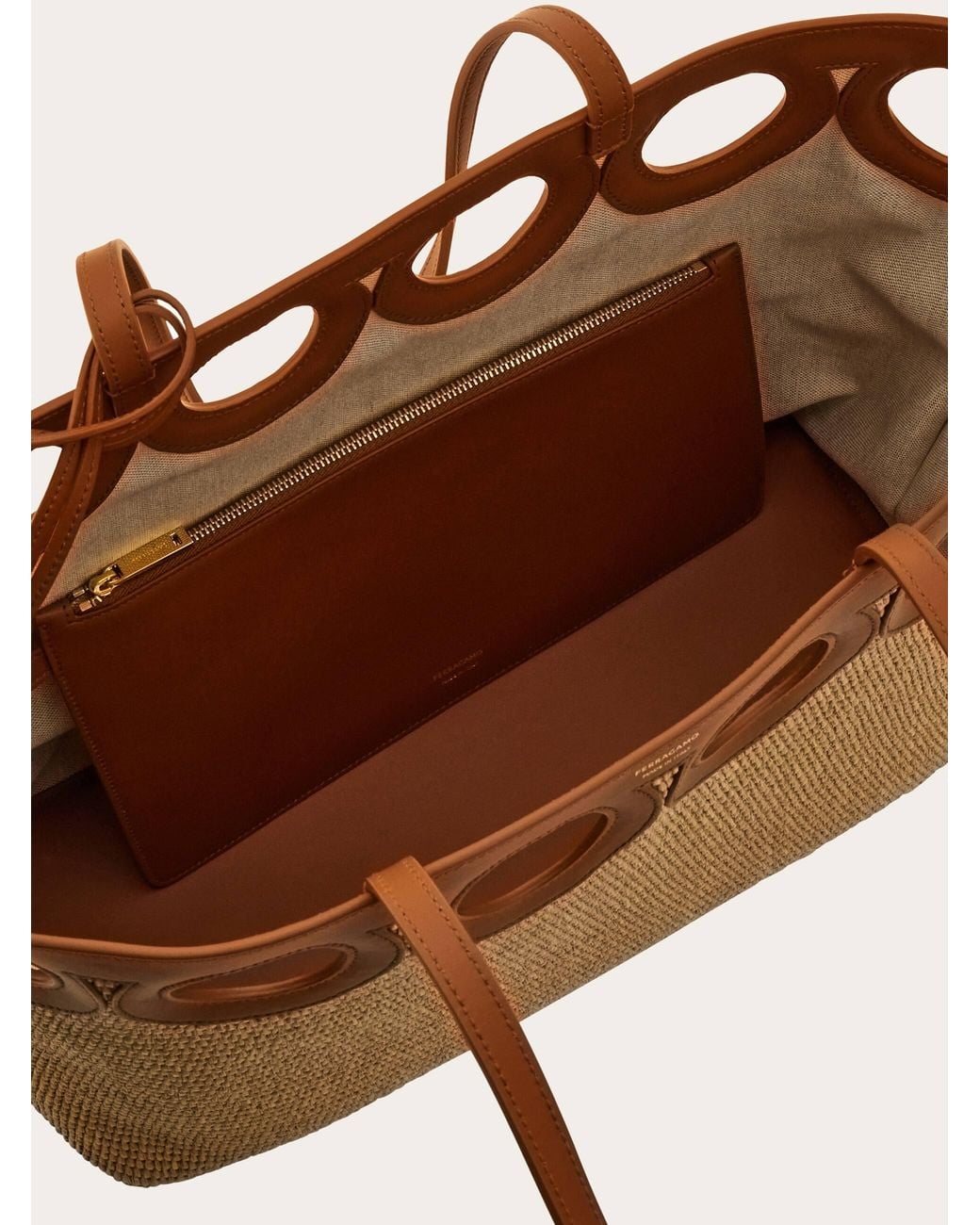 Ferragamo Natural Gancini Outline Tote Bag (L)
