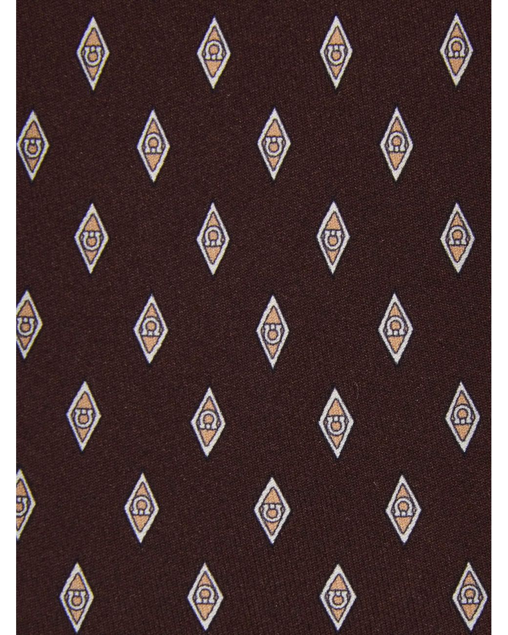 Ferragamo Brown Micro Gancini Print Silk Tie for men